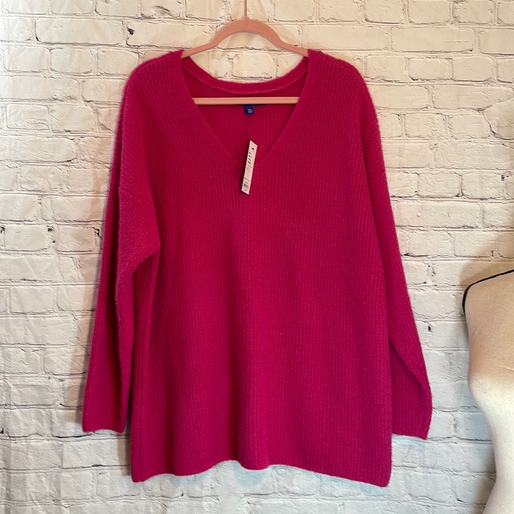 NWT APT 9 oversized V neck sweater Pink XXL